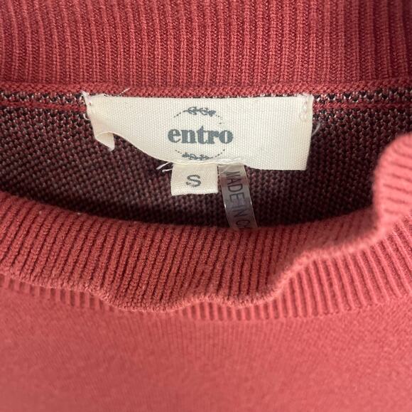 Entro Big Cat Leopard Print Mock Neck Oversized Sweater in Rust Womens Small - Picture 7 of 9